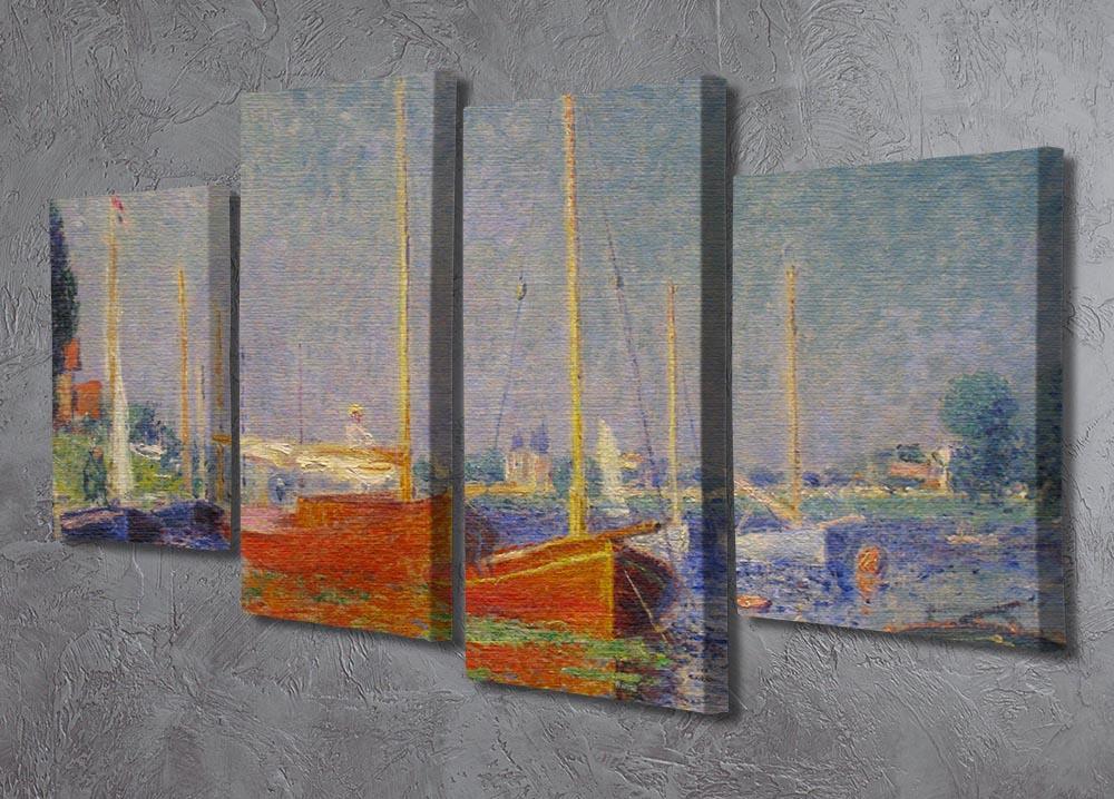 Red Boats at Argenteuil by Monet 4 Split Panel Canvas - Canvas Art Rocks - 2
