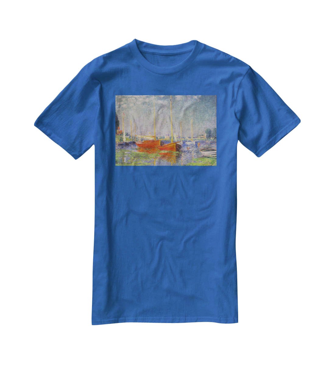 Red Boats at Argenteuil by Monet T-Shirt - Canvas Art Rocks - 2