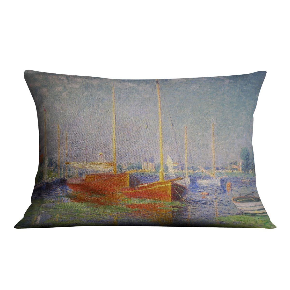 Red Boats at Argenteuil by Monet Throw Pillow