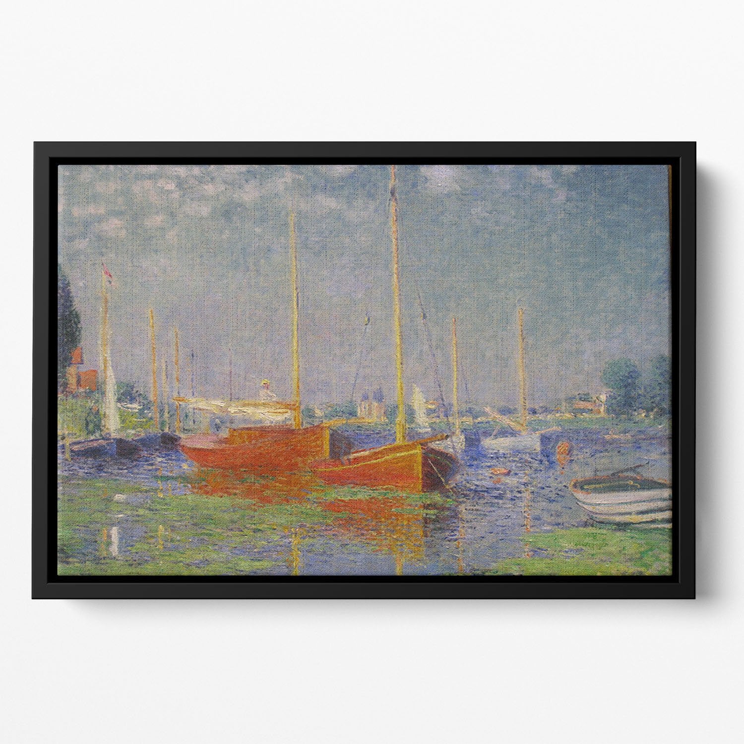 Red Boats at Argenteuil by Monet Floating Framed Canvas