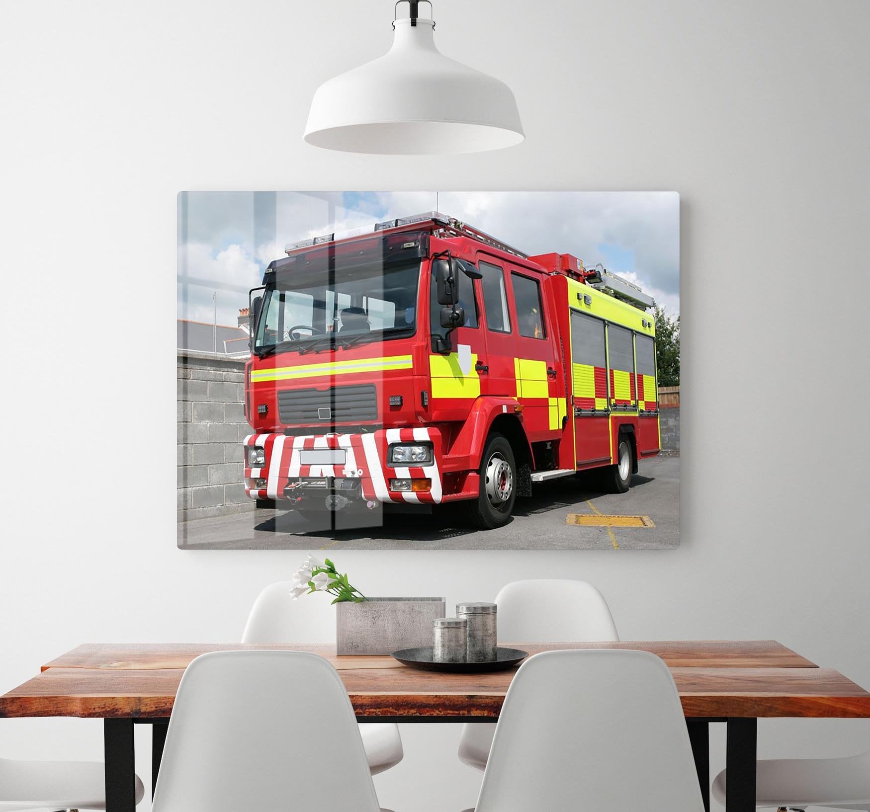 Red British fire engine HD Metal Print