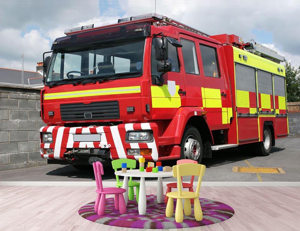 Red British fire engine Wall Mural Wallpaper - Canvas Art Rocks - 3