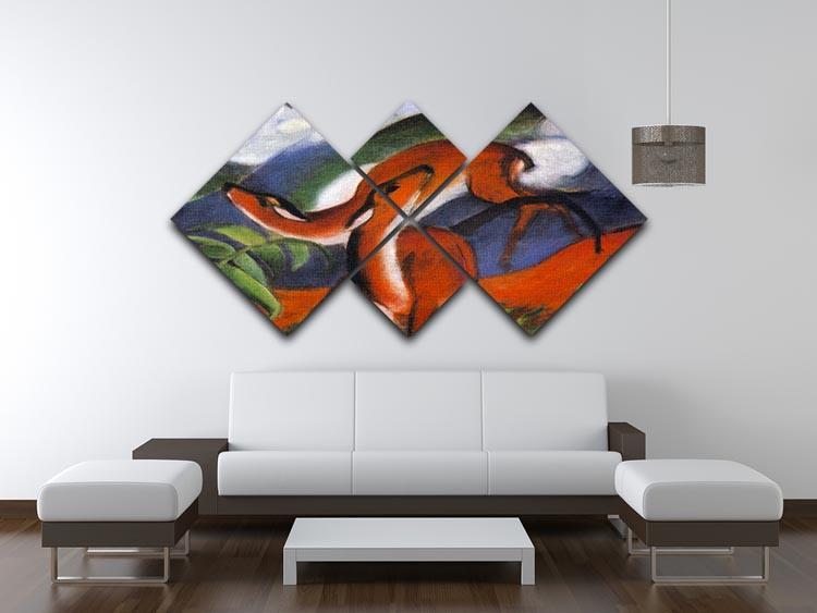 Red Deer II by Franz Marc 4 Square Multi Panel Canvas - Canvas Art Rocks - 3