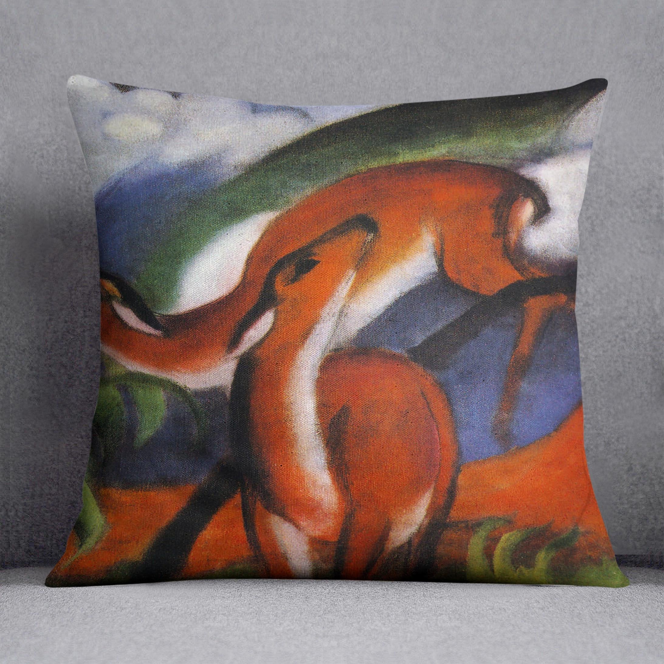 Red Deer II by Franz Marc Throw Pillow