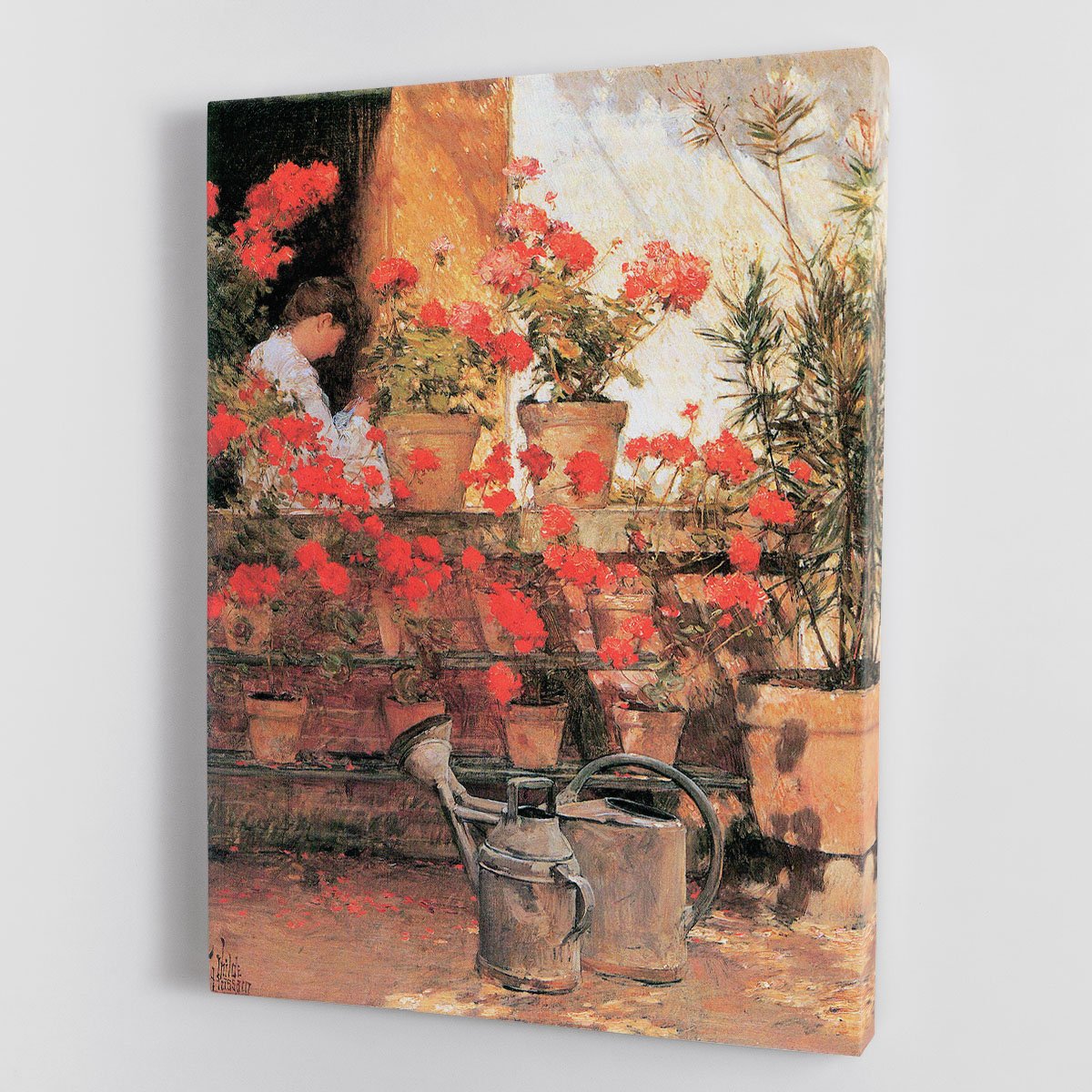 Red Geraniums by Hassam Canvas Print or Poster