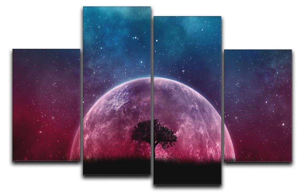 Red Moon 4 Split Panel Canvas  - Canvas Art Rocks - 1