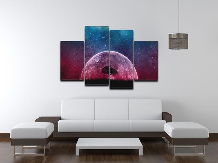 Red Moon 4 Split Panel Canvas - Canvas Art Rocks - 3