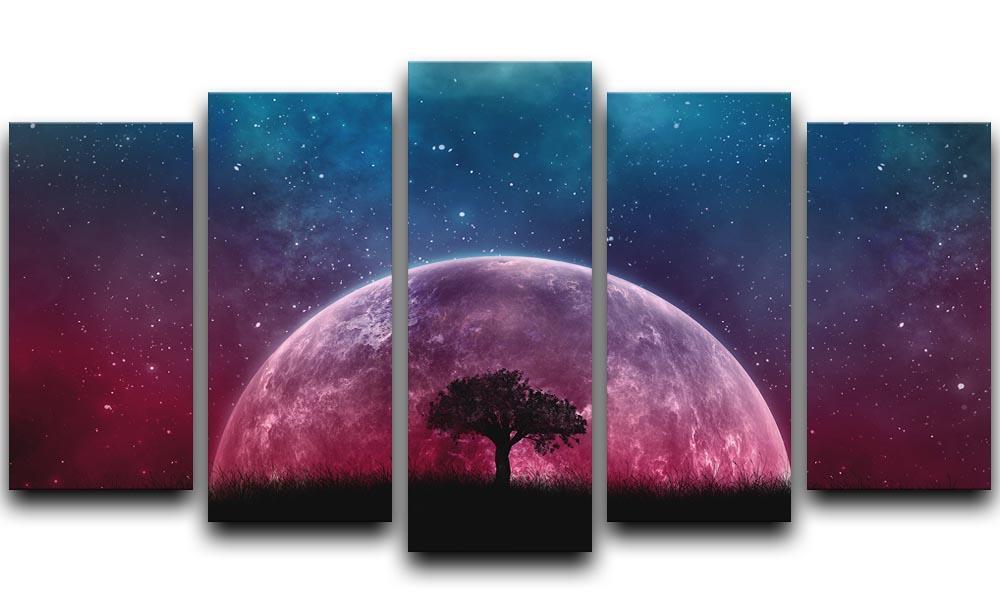 Red Moon 5 Split Panel Canvas  - Canvas Art Rocks - 1