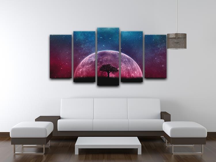 Red Moon 5 Split Panel Canvas - Canvas Art Rocks - 3