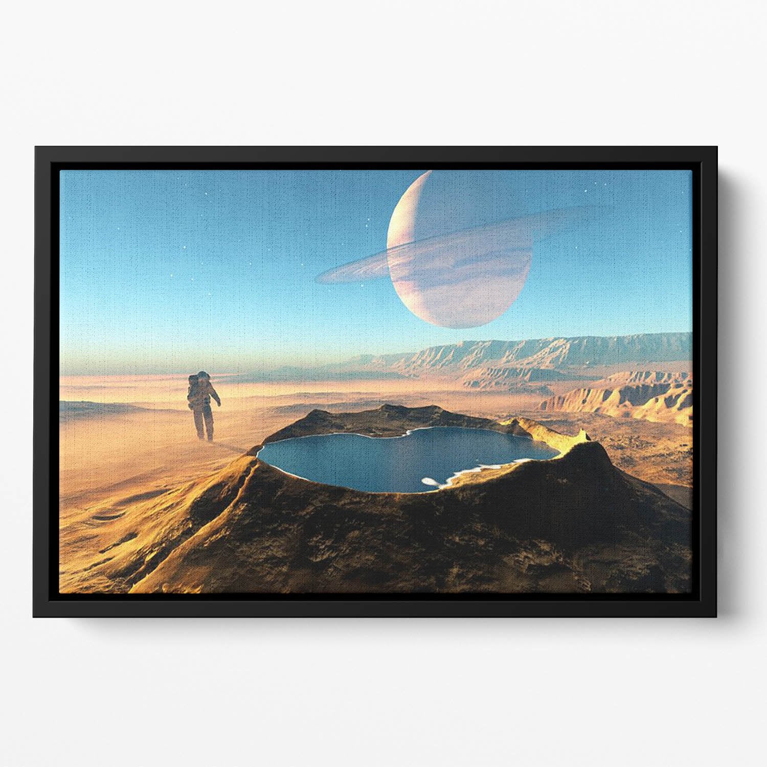 Red Planet Mars Space Walk Floating Framed Canvas