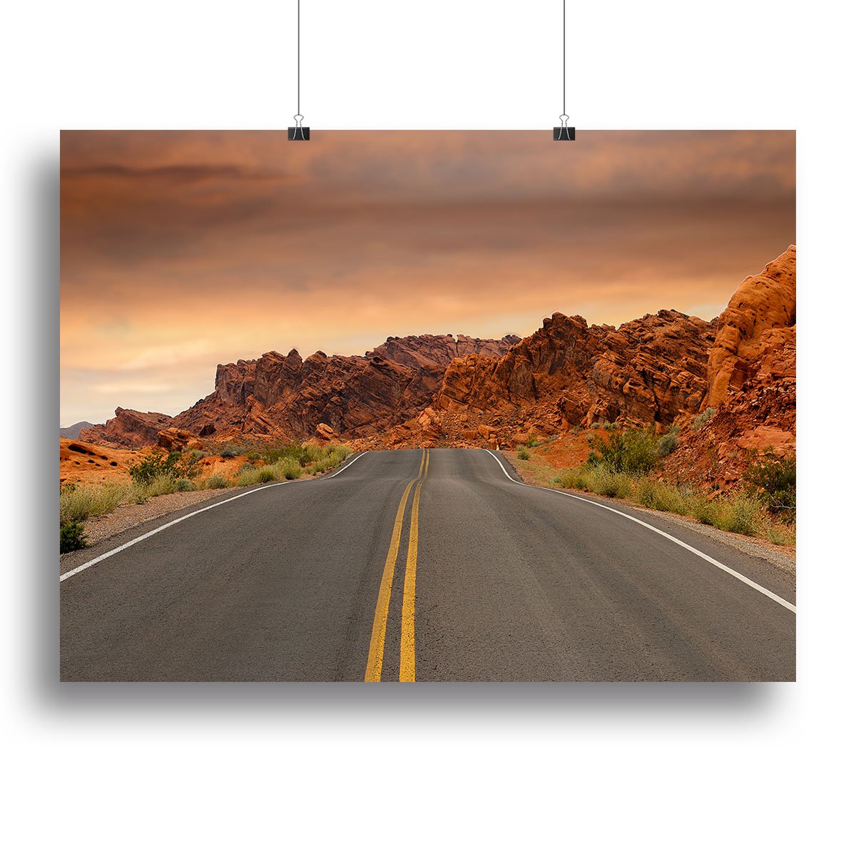 Red Sunset Mountains Canvas Print or Poster