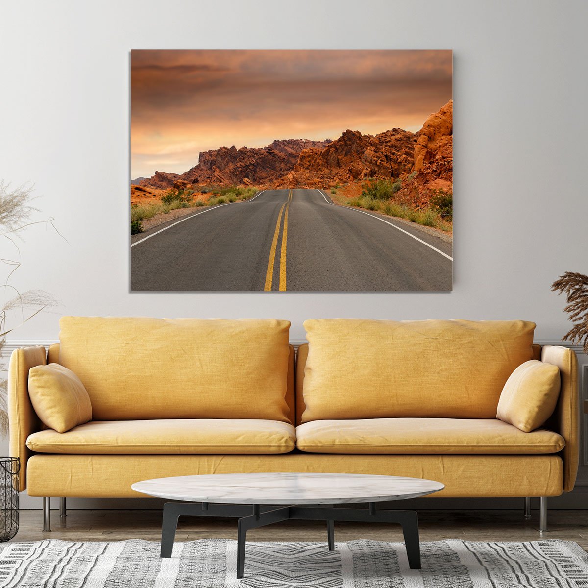 Red Sunset Mountains Canvas Print or Poster