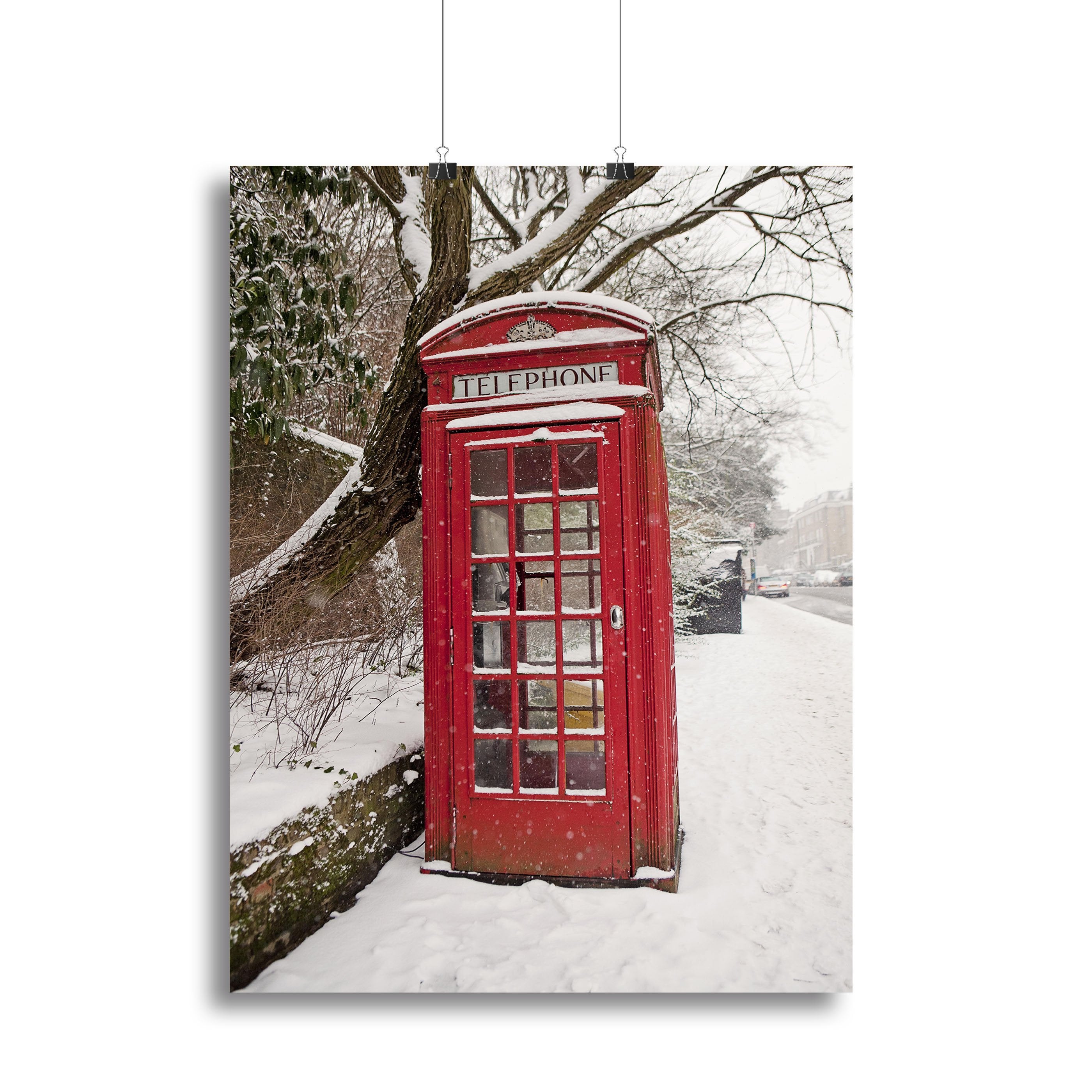 Red Telephone Box in the Snow Canvas Print or Poster