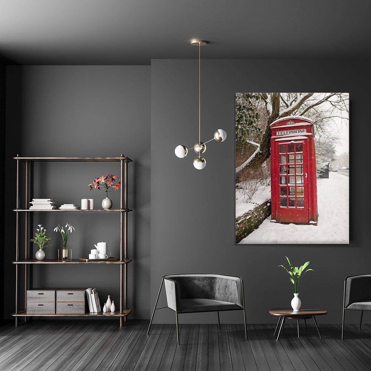 Red Telephone Box in the Snow Canvas Print or Poster