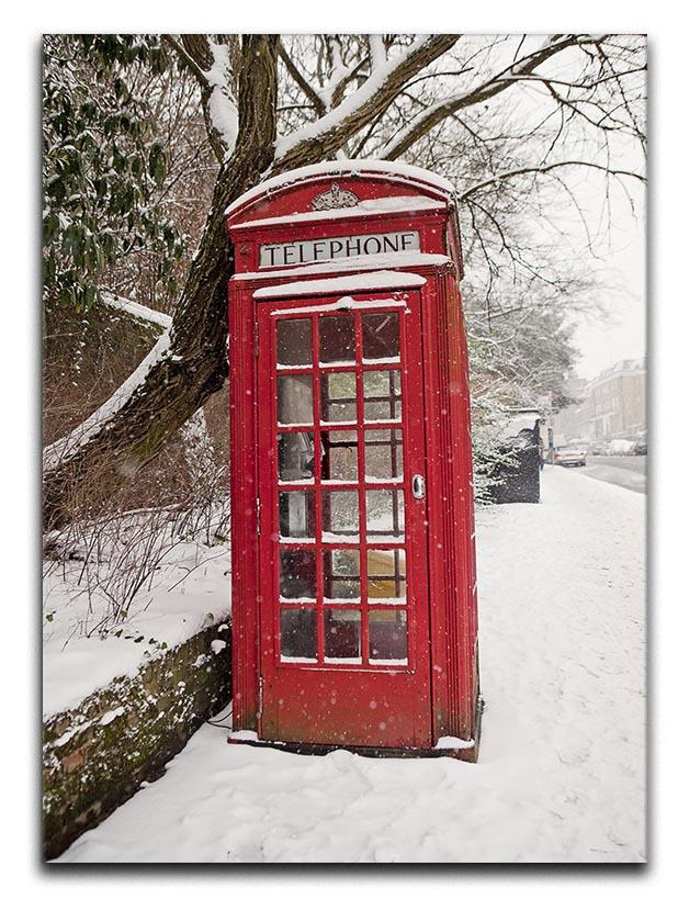 Red Telephone Box in the Snow Canvas Print or Poster - Canvas Art Rocks - 1