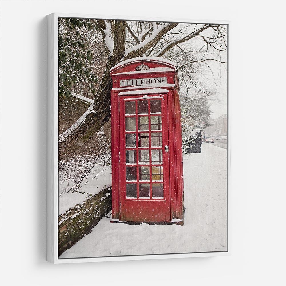 Red Telephone Box in the Snow HD Metal Print - Canvas Art Rocks - 7