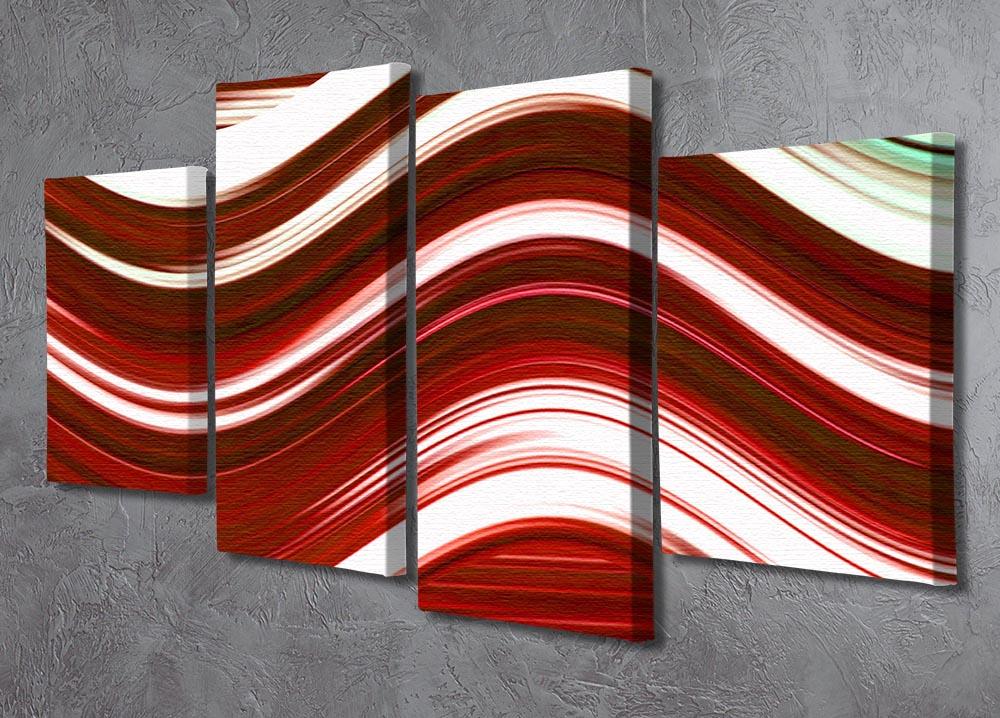 Red Wave 4 Split Panel Canvas - Canvas Art Rocks - 2