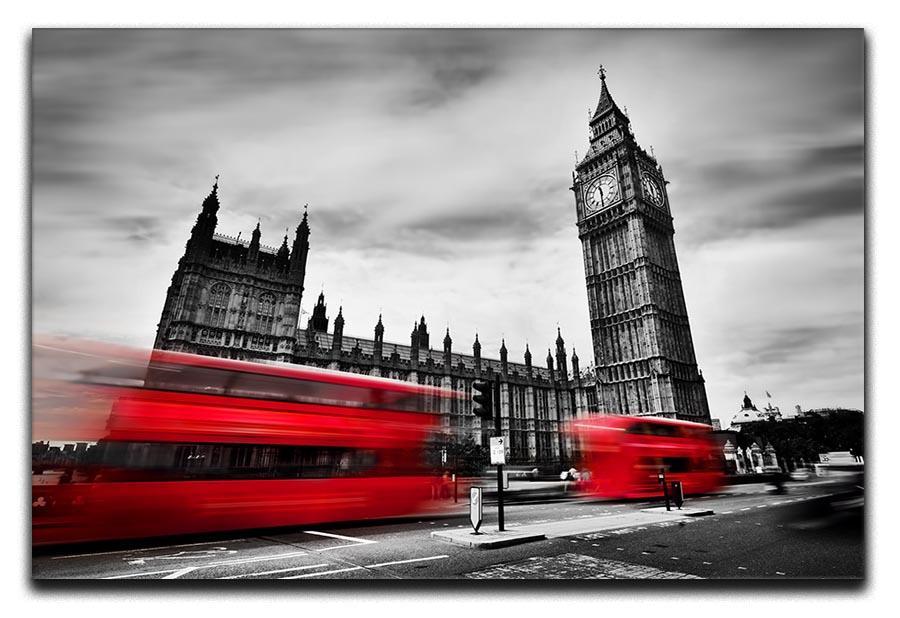 Red buses in motion and Big Ben Canvas Print or Poster  - Canvas Art Rocks - 1