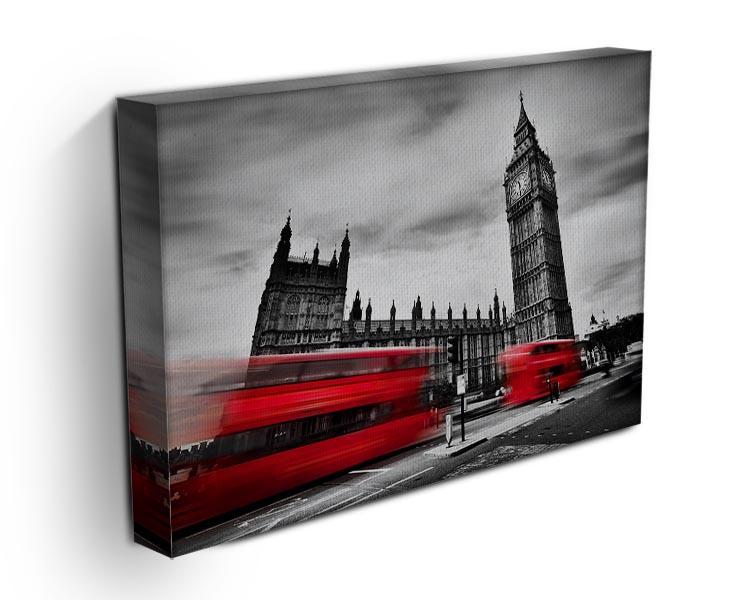Red buses in motion and Big Ben Canvas Print or Poster - Canvas Art Rocks - 3