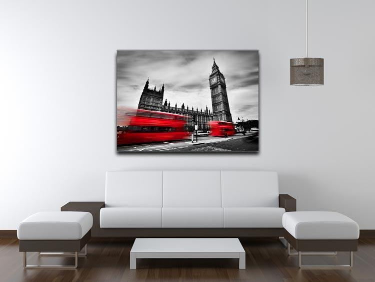 Red buses in motion and Big Ben Canvas Print or Poster - Canvas Art Rocks - 4