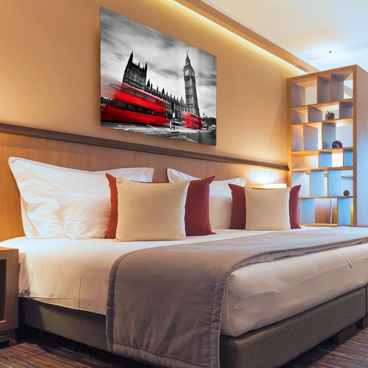 Red buses in motion and Big Ben HD Metal Print