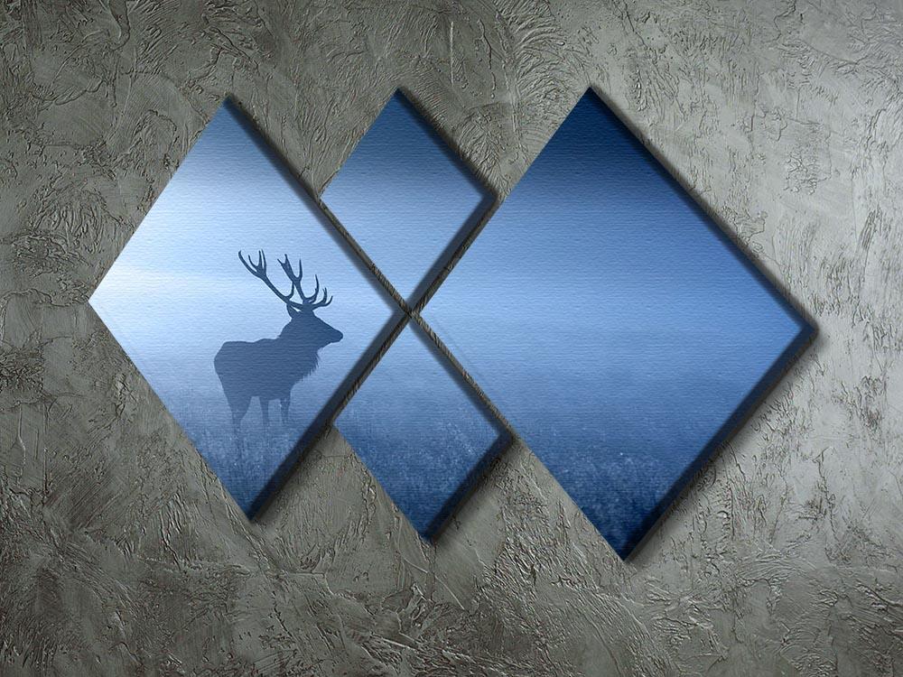 Red deer stag silhouette 4 Square Multi Panel Canvas - Canvas Art Rocks - 2