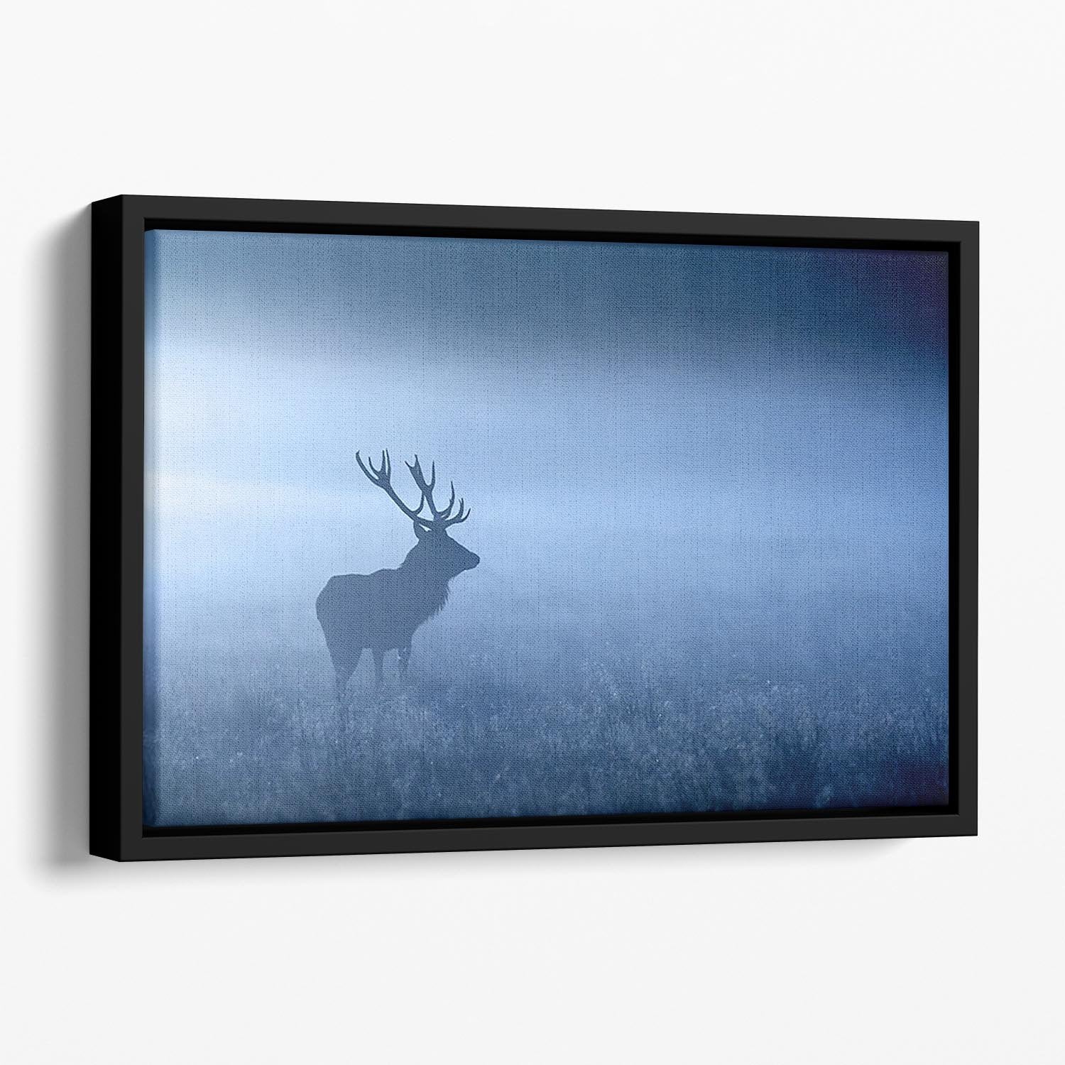 Red deer stag silhouette Floating Framed Canvas - Canvas Art Rocks - 1