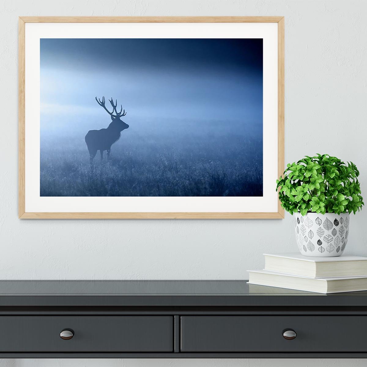 Red deer stag silhouette Framed Print - Canvas Art Rocks - 3