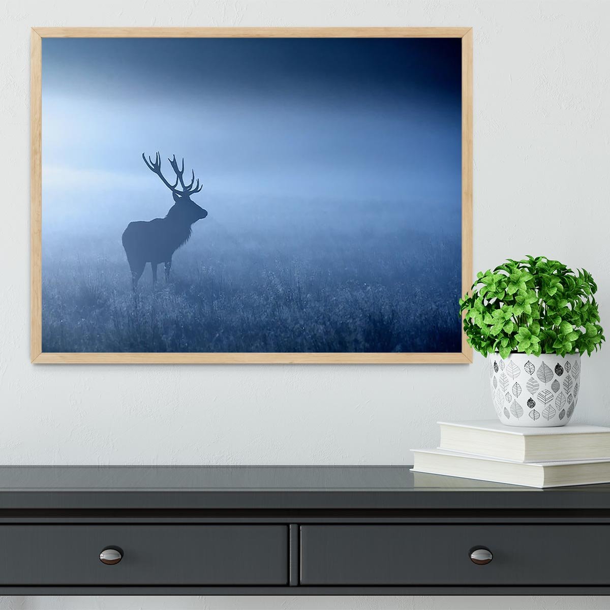 Red deer stag silhouette Framed Print - Canvas Art Rocks - 4