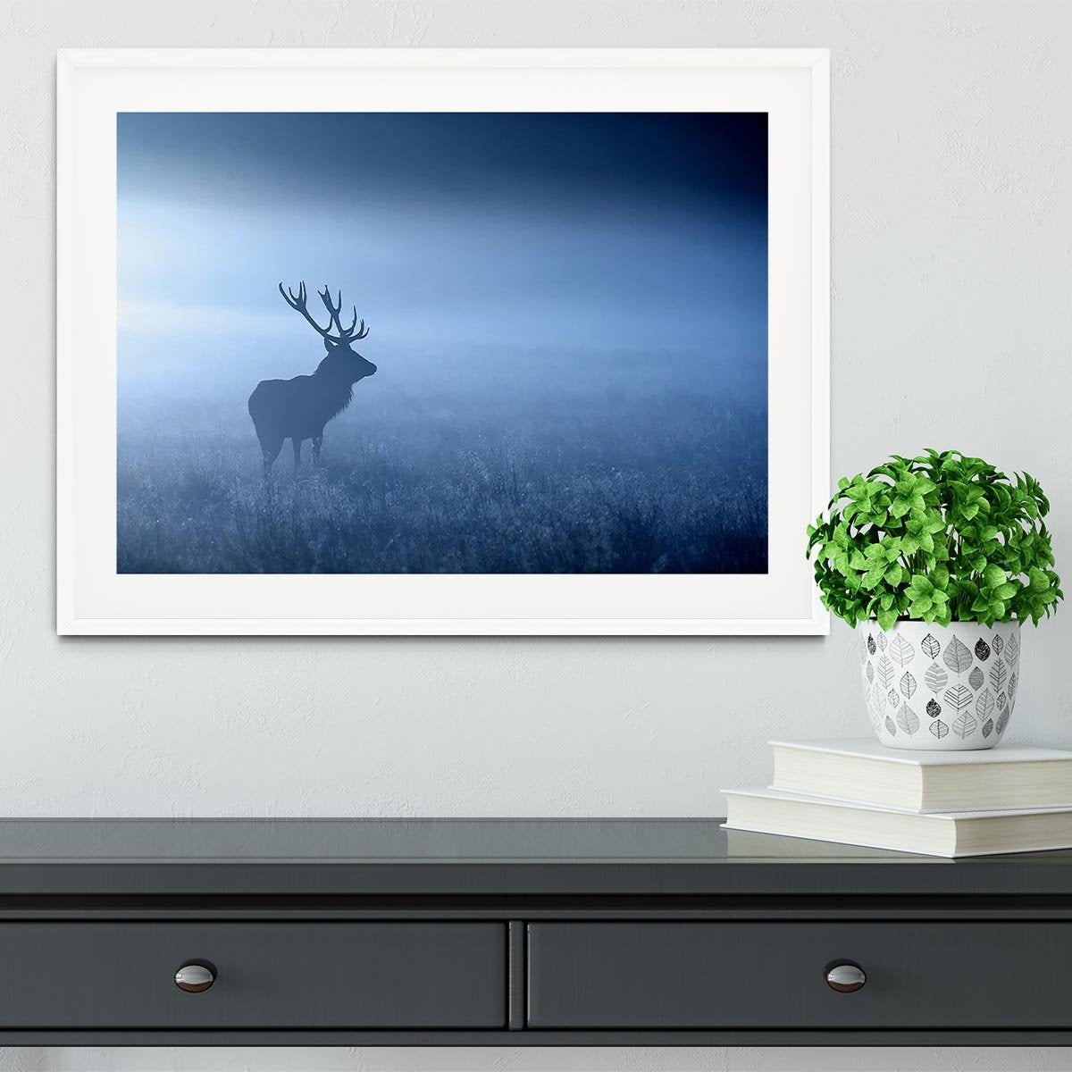 Red deer stag silhouette Framed Print - Canvas Art Rocks - 5