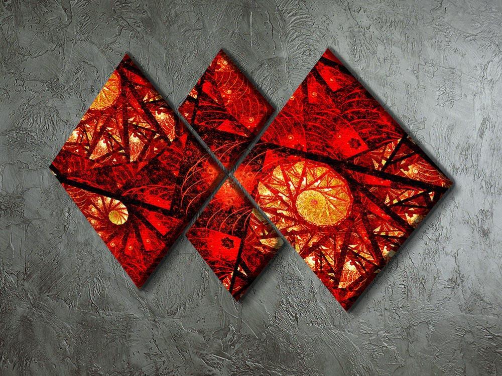 Red fiery glowing spiral 4 Square Multi Panel Canvas  - Canvas Art Rocks - 2