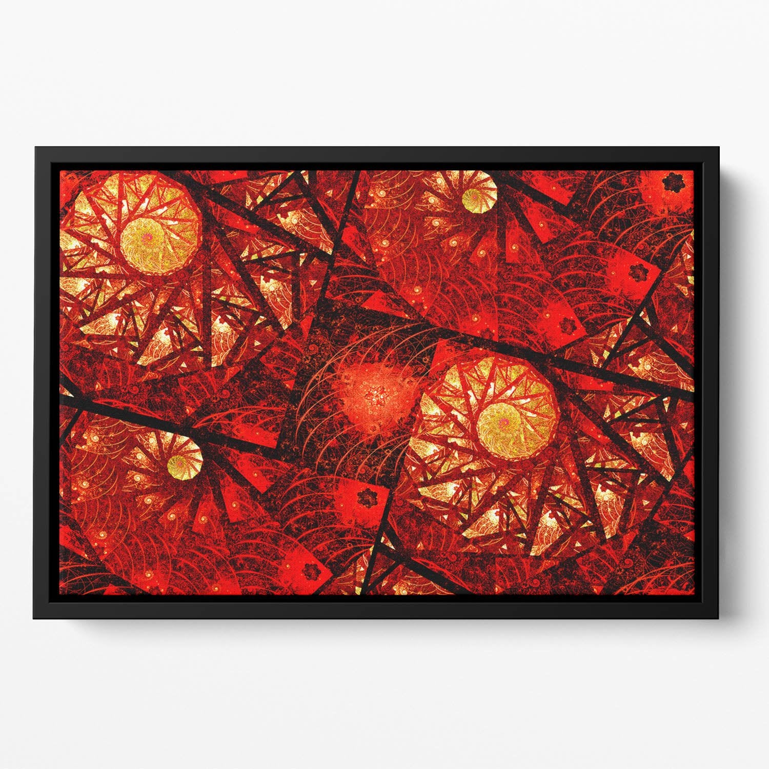 Red fiery glowing spiral Floating Framed Canvas