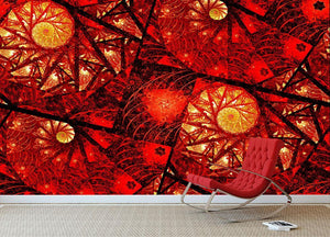 Red fiery glowing spiral Wall Mural Wallpaper - Canvas Art Rocks - 2