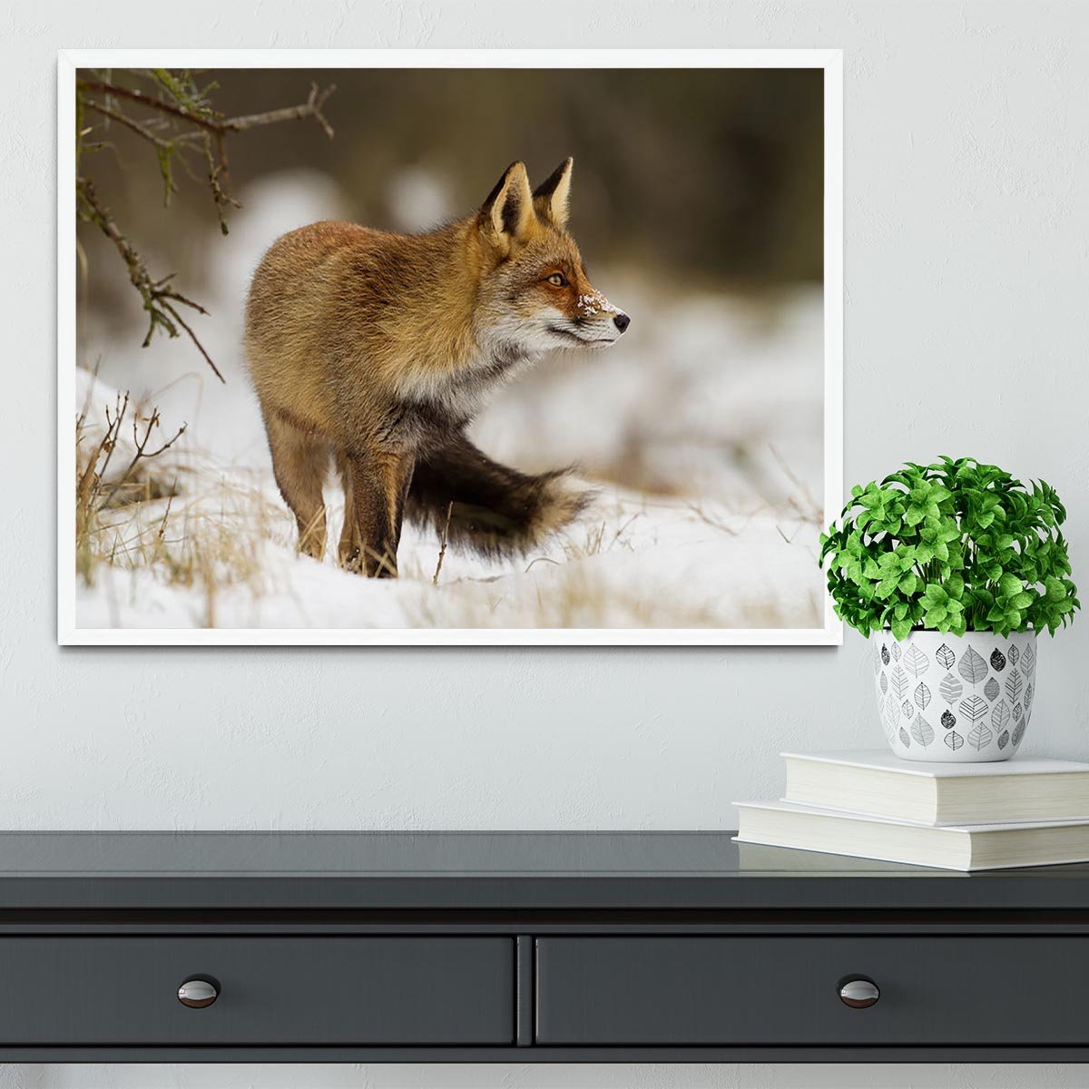 Red fox in wintertime Framed Print - Canvas Art Rocks -6