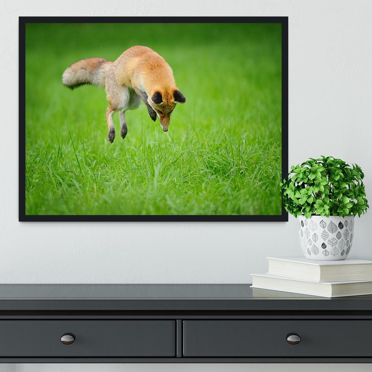 Red fox on hunt Framed Print - Canvas Art Rocks - 2