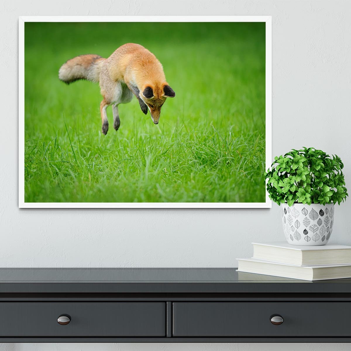 Red fox on hunt Framed Print - Canvas Art Rocks -6
