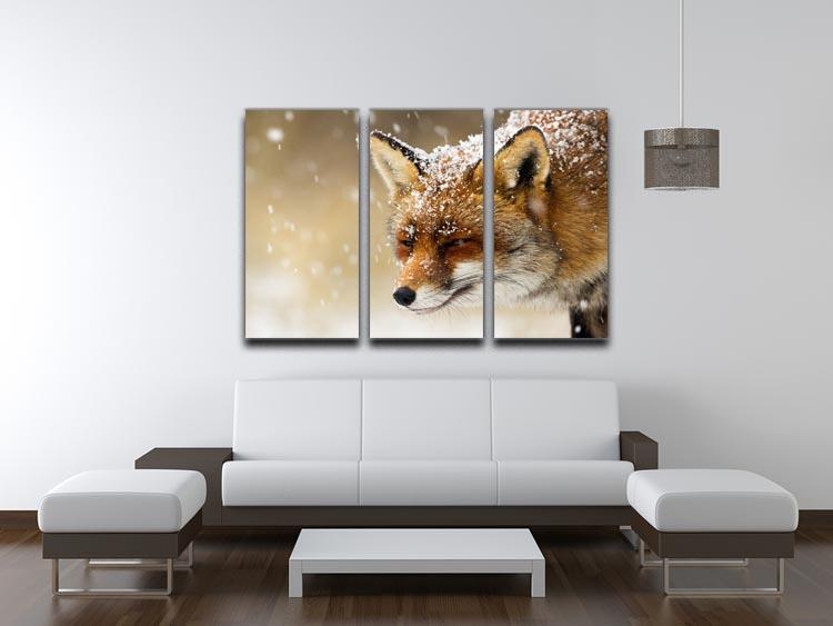 Red fox winter portrait 3 Split Panel Canvas Print - Canvas Art Rocks - 3