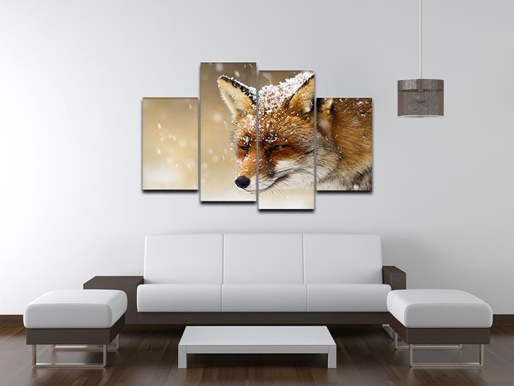 Red fox winter portrait 4 Split Panel Canvas - Canvas Art Rocks - 3