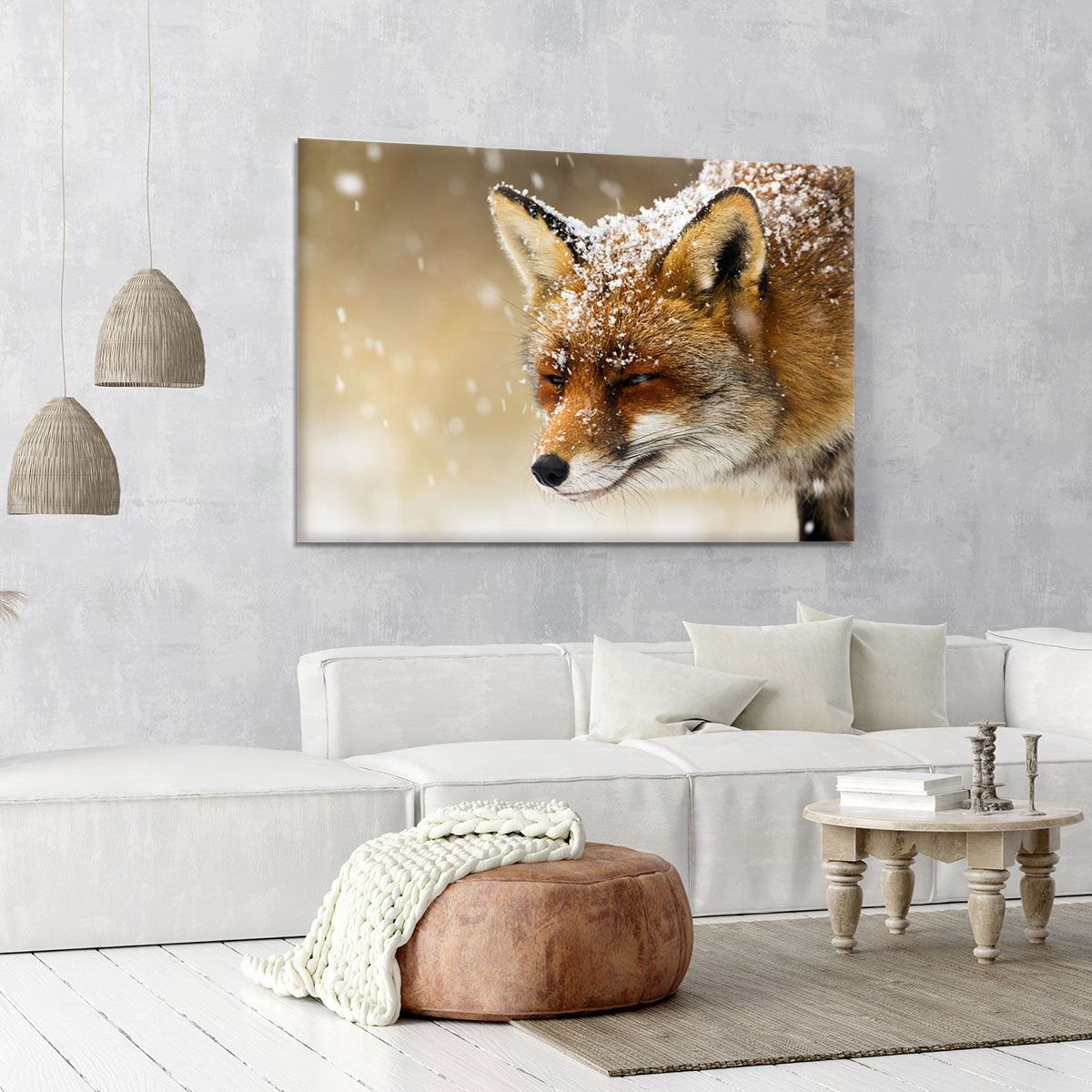 Red fox winter portrait Canvas Print or Poster