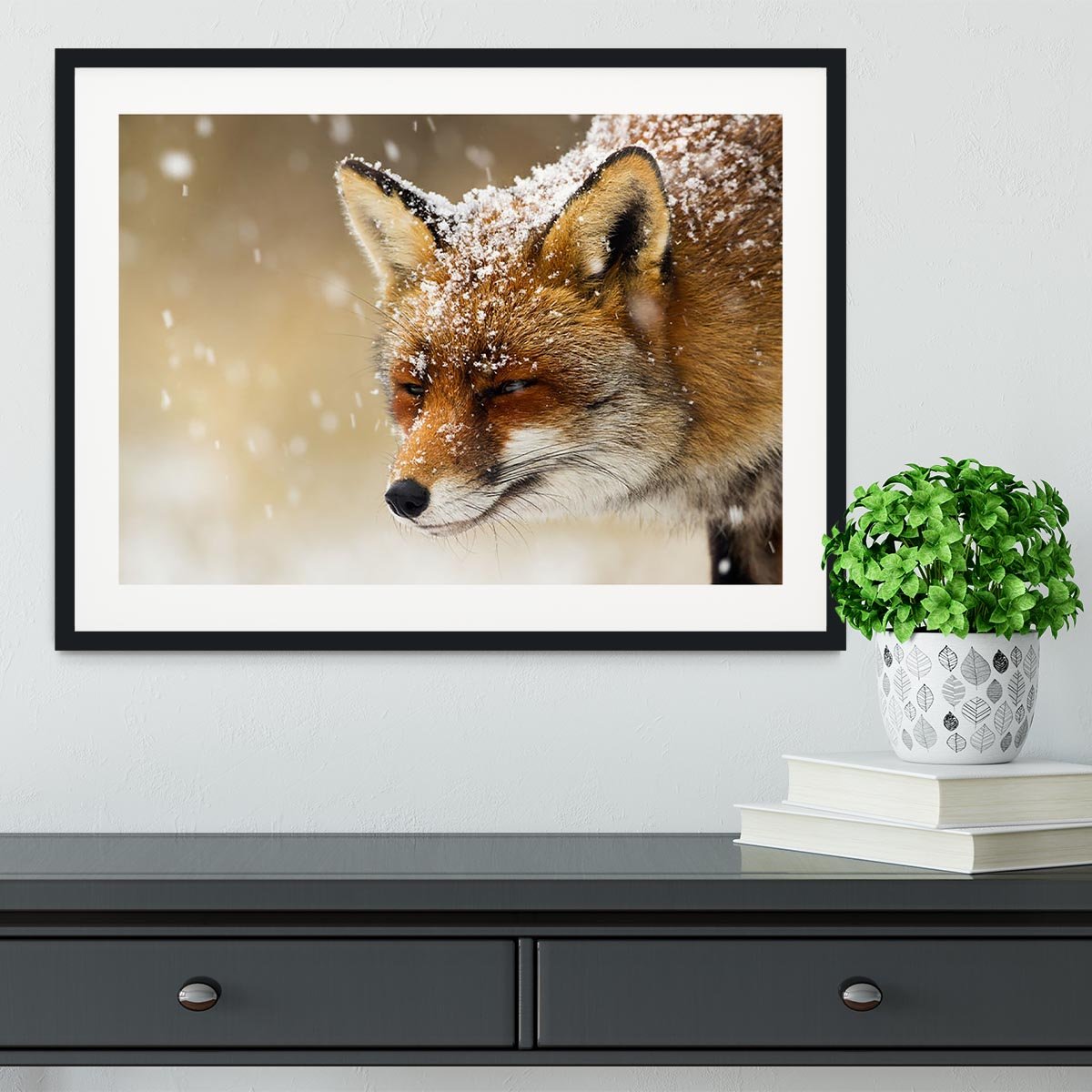 Red fox winter portrait Framed Print - Canvas Art Rocks - 1