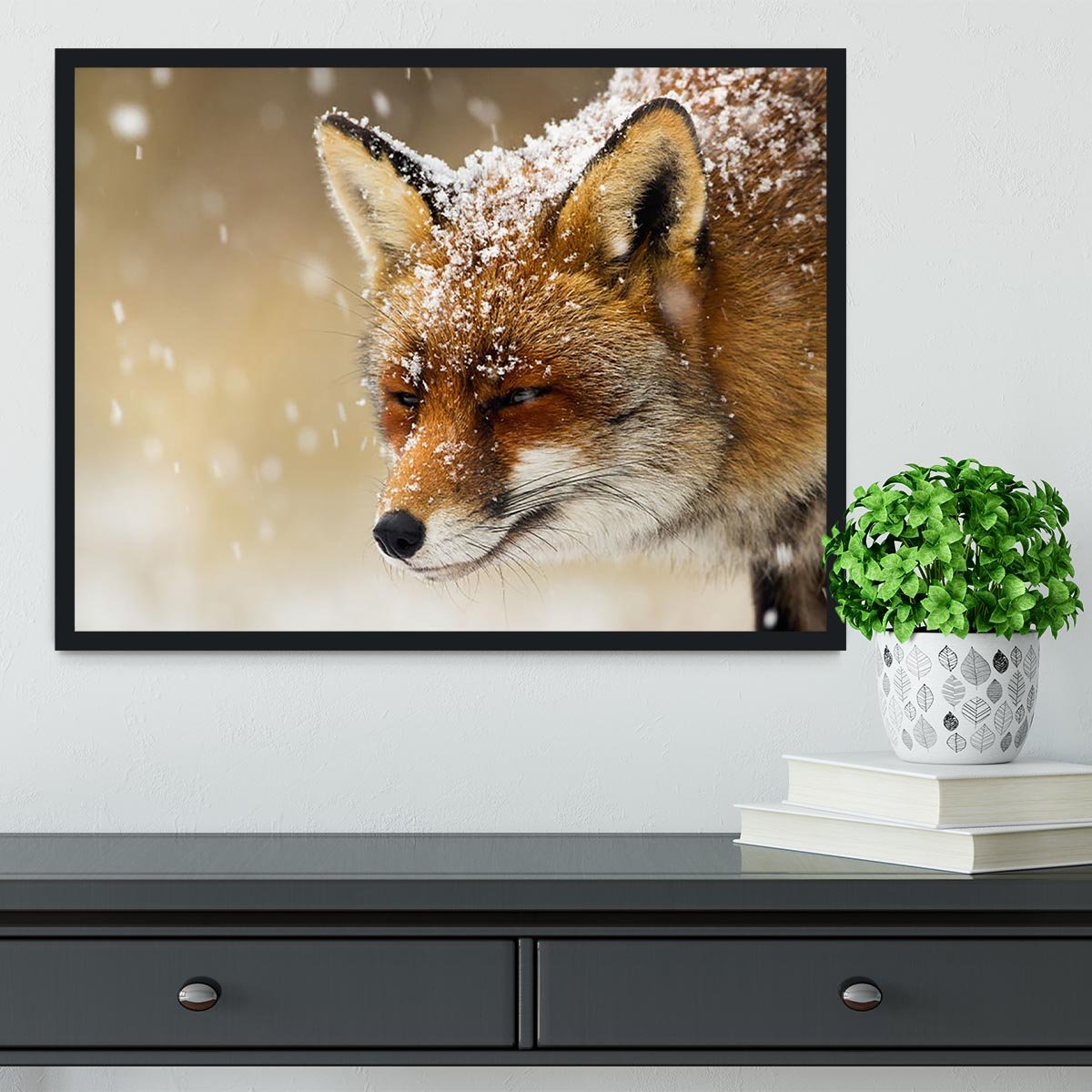 Red fox winter portrait Framed Print - Canvas Art Rocks - 2