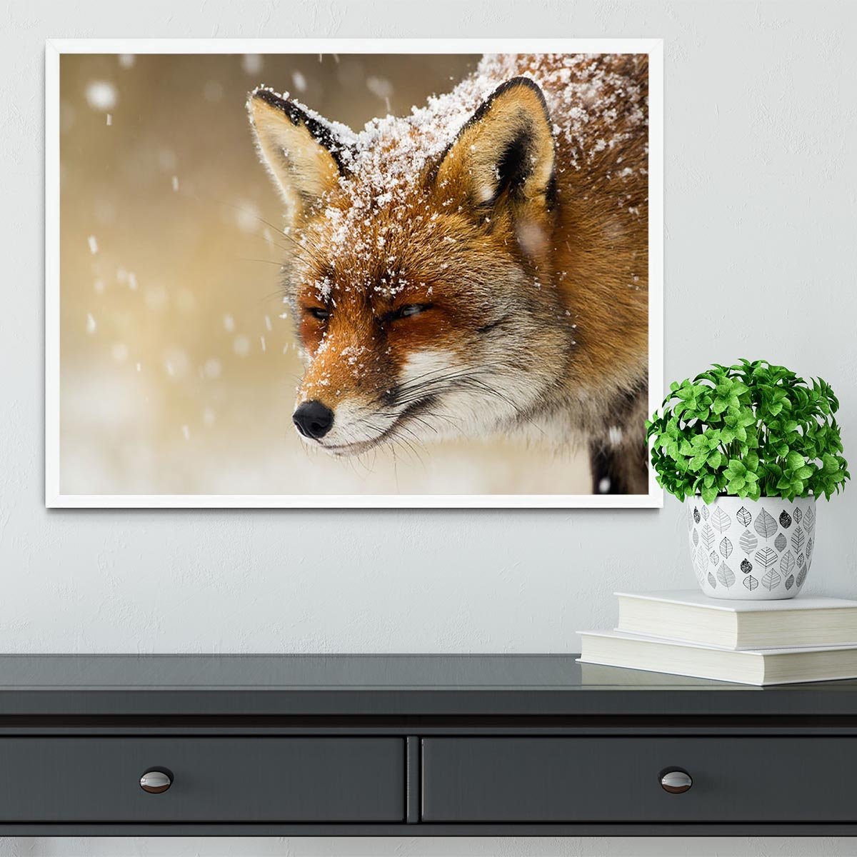 Red fox winter portrait Framed Print - Canvas Art Rocks -6