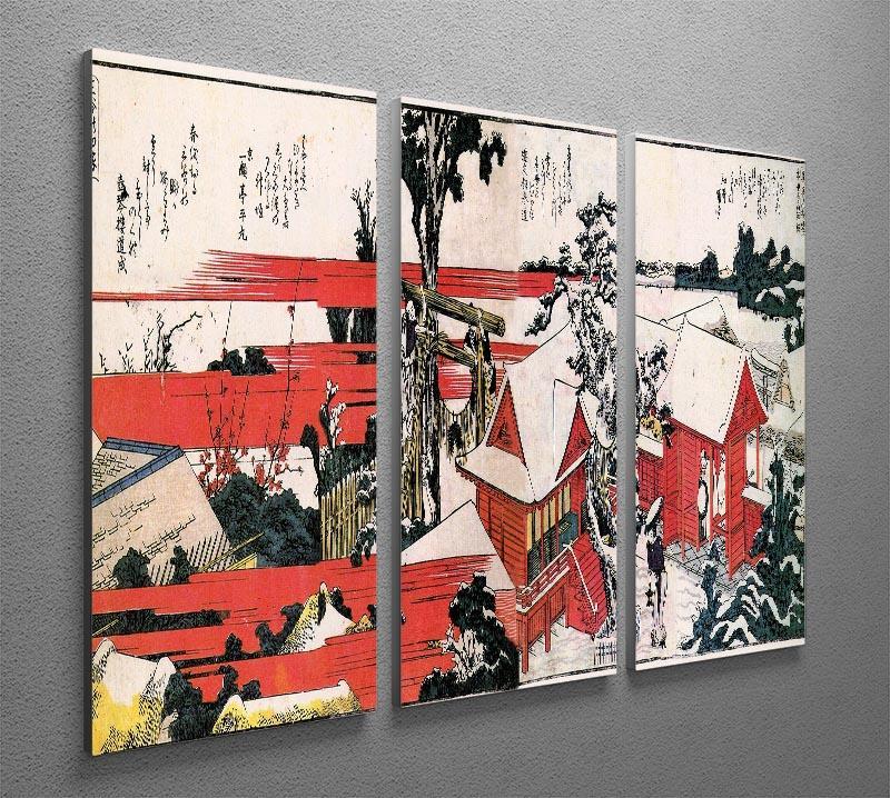 Red houses by Hokusai 3 Split Panel Canvas Print - Canvas Art Rocks - 2