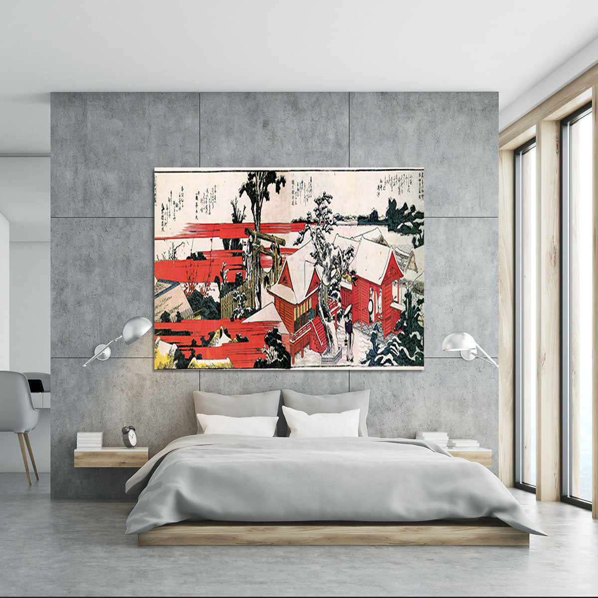 Red houses by Hokusai Canvas Print or Poster - Canvas Art Rocks - 5