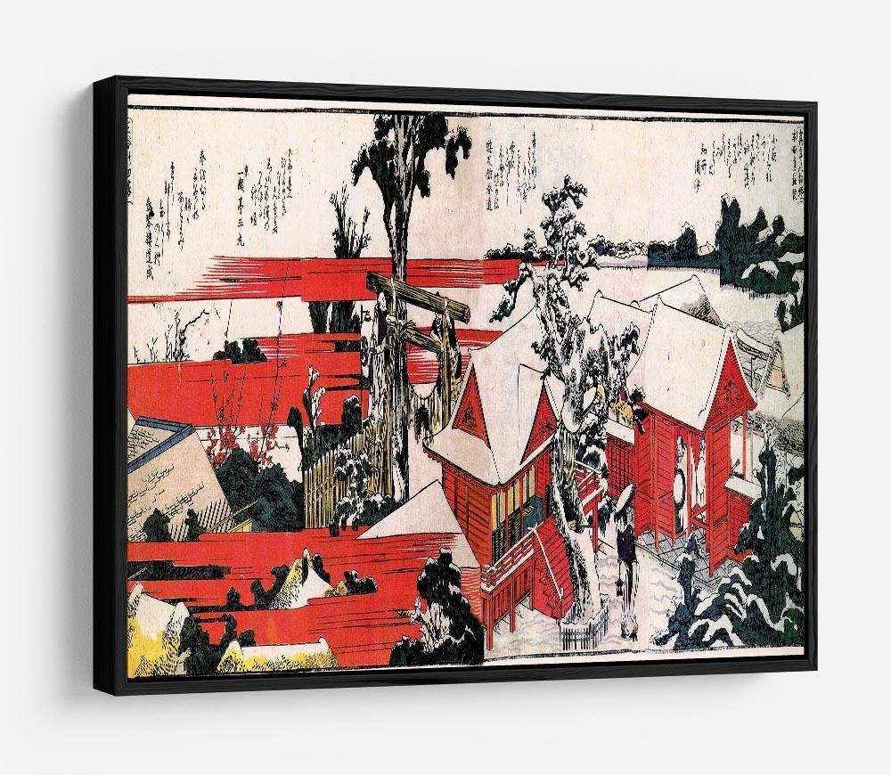 Red houses by Hokusai HD Metal Print