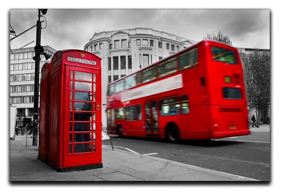 Red phone booth and red bus Canvas Print or Poster  - Canvas Art Rocks - 1