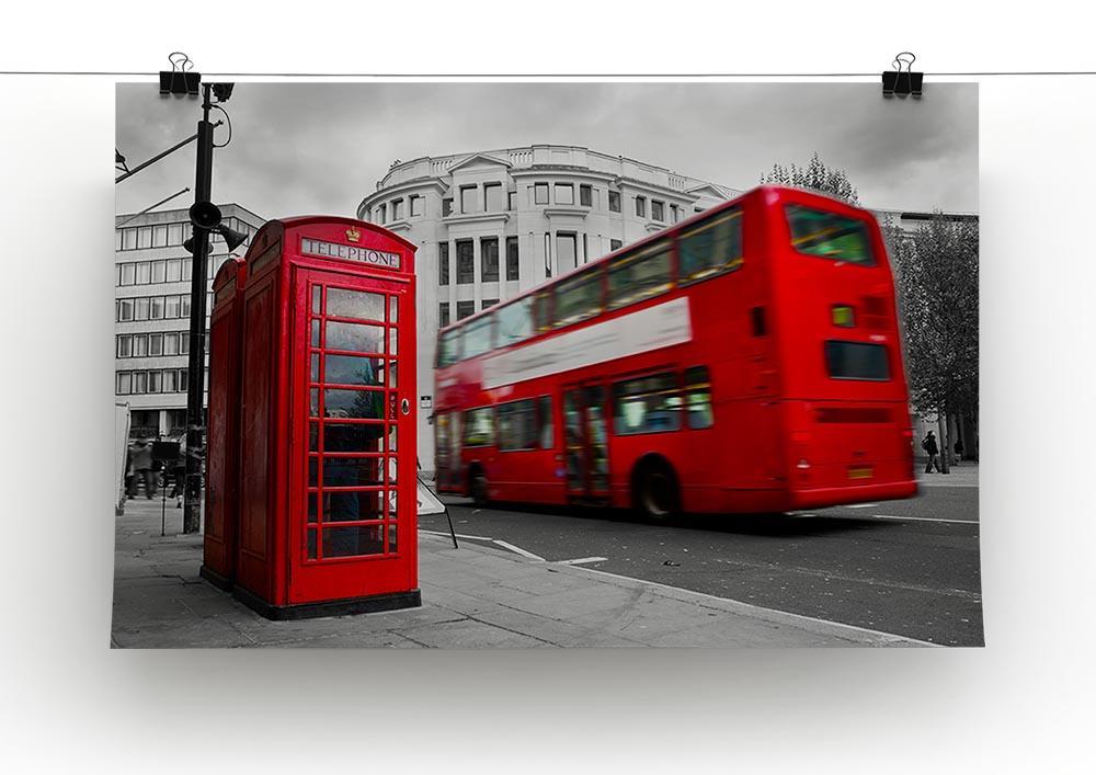 Red phone booth and red bus Canvas Print or Poster - Canvas Art Rocks - 2