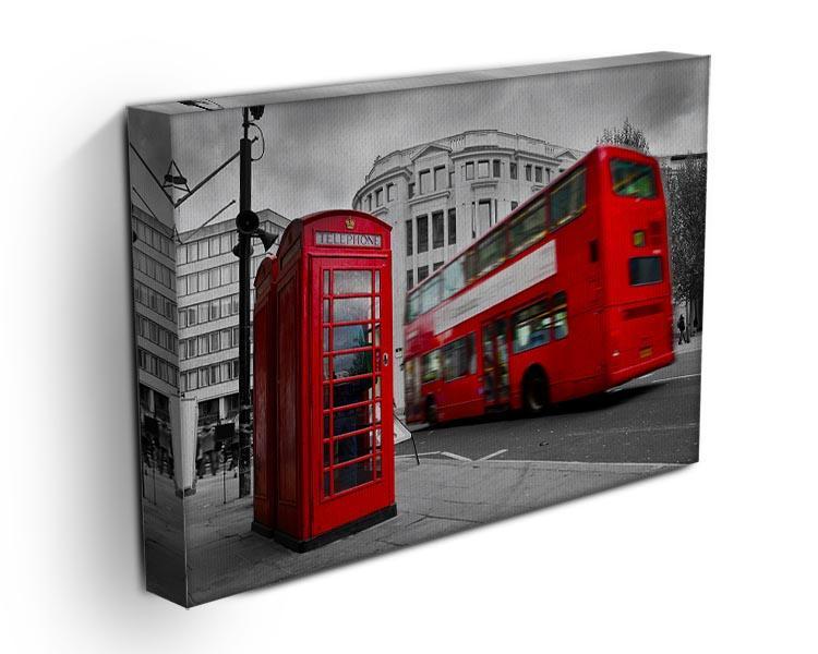 Red phone booth and red bus Canvas Print or Poster - Canvas Art Rocks - 3