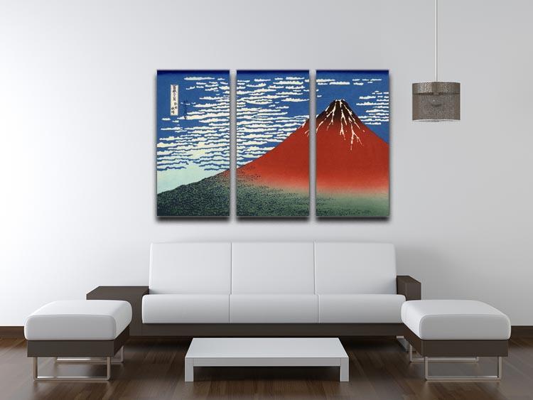 Red southern wind on Fiji on a clear morning by Hokusai 3 Split Panel Canvas Print - Canvas Art Rocks - 3