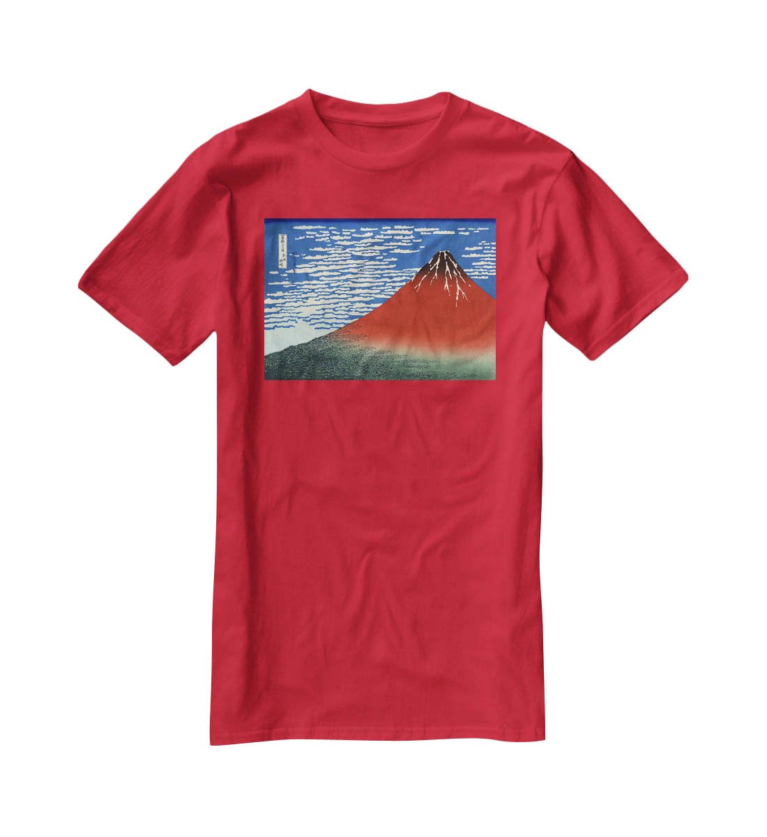 Red southern wind on Fiji on a clear morning by Hokusai T-Shirt - Canvas Art Rocks - 4